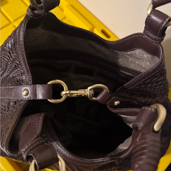 Cole Haan Dark Brown Woven Leather Shoulder Bag new never used - Picture 3 of 3